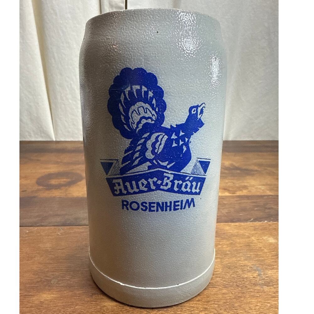 AuerBräu Brewery Rosenheim Germany Vintage Stoneware Beer Stein Man Cave Décor